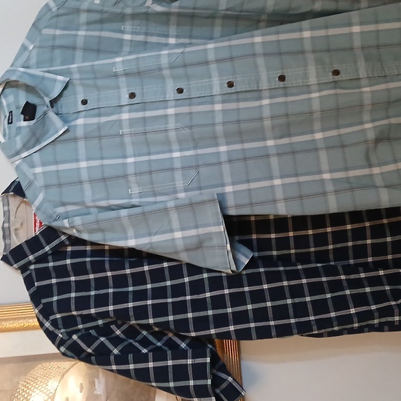 Plaid Shirt bundle, Men’s L,Dickies Relaxed Fit&Wrangler Short Sleeves Button Up - Picture 1 of 10